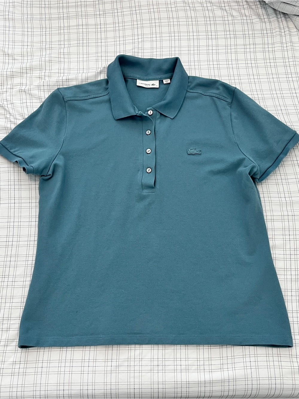 Lacoste Women's Teal Short Sleeve Polo Shirt 44 Slim